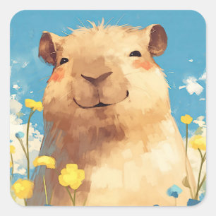 Capybara Glückseligkeit Quadratischer Aufkleber