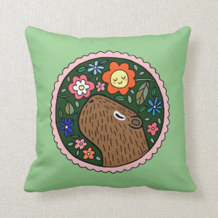 Capybara Graphic Niedlich capybara mit Blume  Kissen