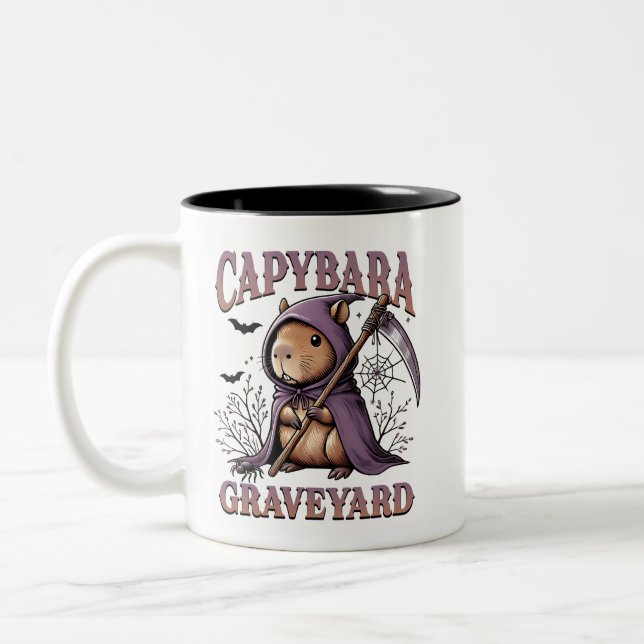 Capybara Graveyard Halloween Zweifarbige Tasse (Links)