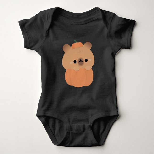 Capybara Halloween Baby Strampler (Vorderseite)