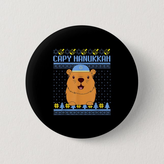 Capybara Hanukkah Capy Hanukkah Chanukah Jewish Ki Button (Vorderseite)