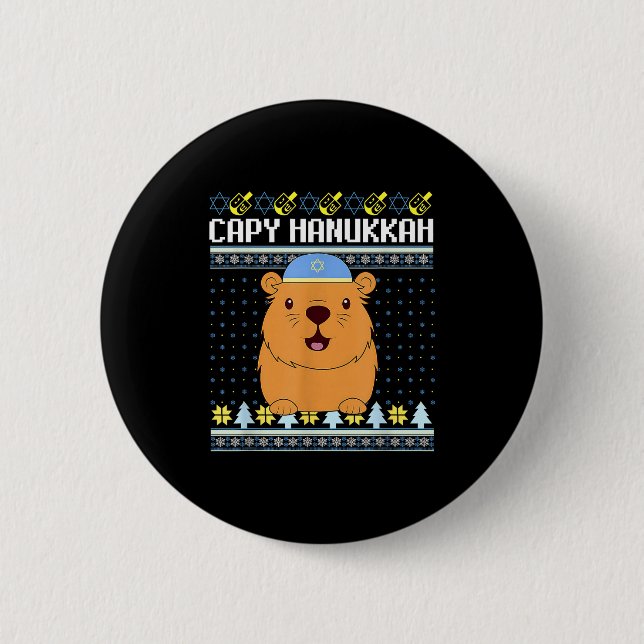 Capybara Hanukkah Capy Hanukkah Chanukah Jewish Ki Button (Vorderseite)