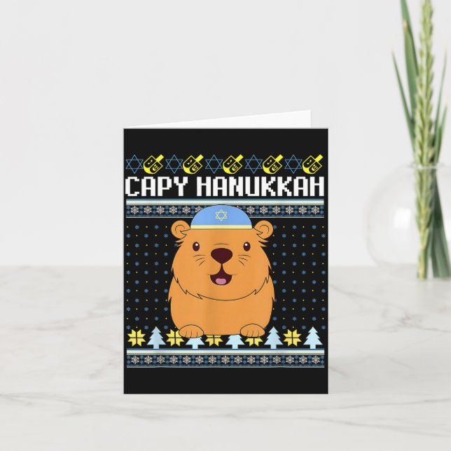 Capybara Hanukkah Capy Hanukkah Chanukah Jewish Ki Karte (Vorderseite)