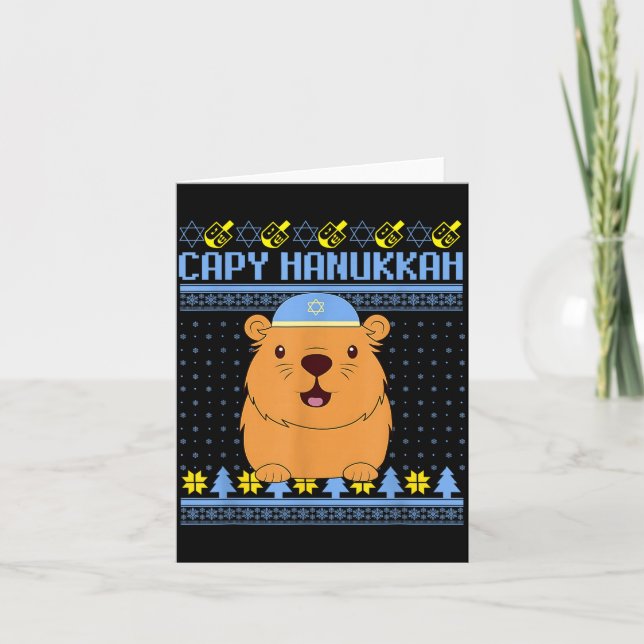 Capybara Hanukkah Capy Hanukkah Chanukah Jewish Ki Karte (Vorderseite)