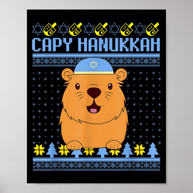 Capybara Hanukkah Capy Hanukkah Chanukah Jewish Ki Poster (Vorne)
