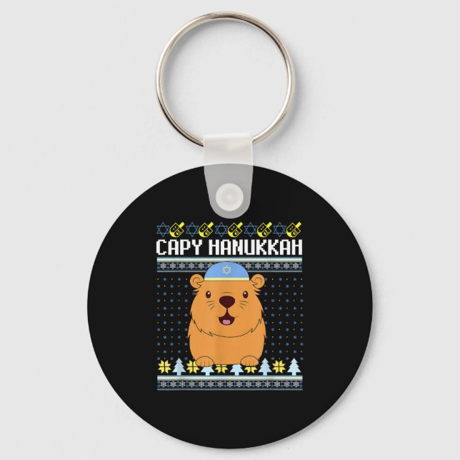 Capybara Hanukkah Capy Hanukkah Chanukah Jewish Ki Schlüsselanhänger (Vorderseite)