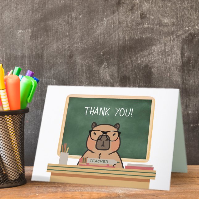 Capybara Happy Teacher's Day Danke Karte (Capybara thank you card for teachers.)