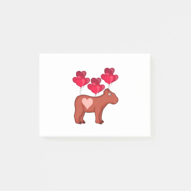 Capybara Hearts Liebe Post-it Klebezettel (Vorderseite)