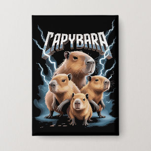 Capybara Heavy Metal Weihnachten Lustige Weihnacht Button