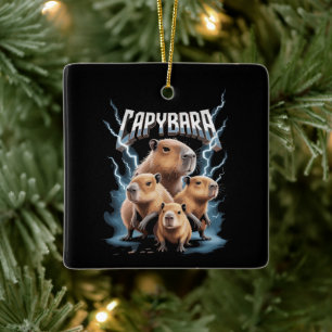 Capybara Heavy Metal Weihnachten Lustige Weihnacht Keramikornament