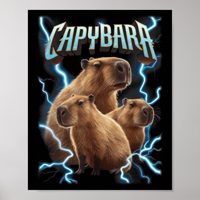 Capybara Heavy Metal Weihnachtsfest Shirt _ Funny  Poster (Vorne)