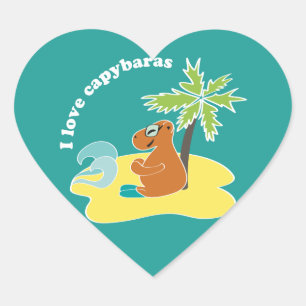 Capybara Herz-Aufkleber