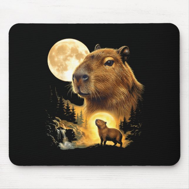 Capybara heult zum Mond Meme 90er Tier Mousepad (Vorne)