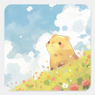 Capybara-Hochlandparadies Quadratischer Aufkleber