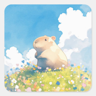 Capybara-Hochsitz Aussichtspunkt Quadratischer Aufkleber