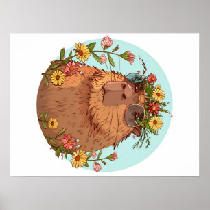 Capybara in Sonnenbrille Sommerzeit Poster