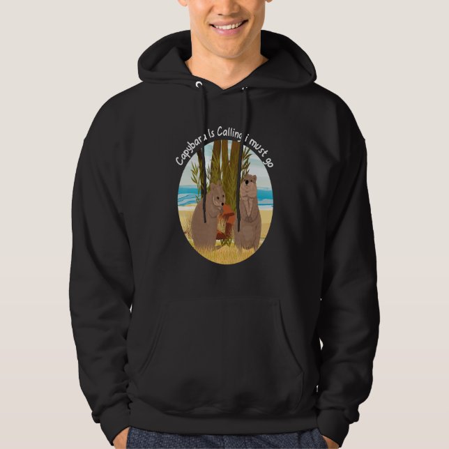 Capybara Is Calling Funny Capibara Rodent Animal L Hoodie (Vorderseite)