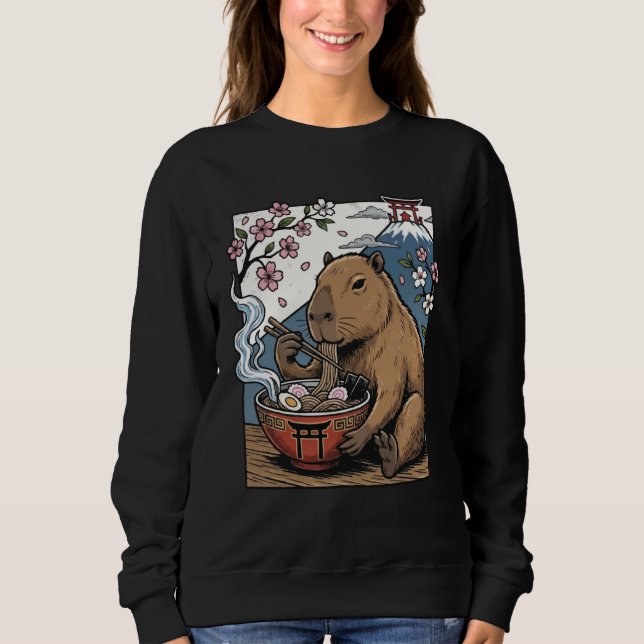 Capybara isst Ramen Sweatshirt (Vorderseite)