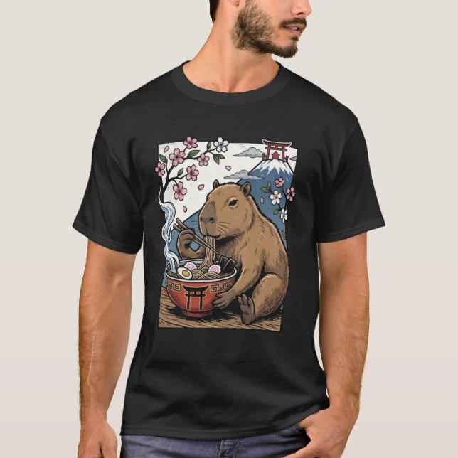 Capybara isst Ramen T-Shirt (Vorderseite)