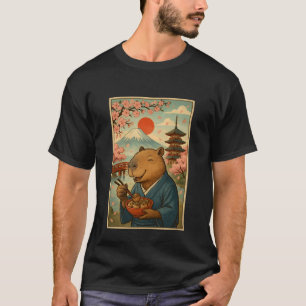Capybara isst Tokoyaki in Kimono Mount Fuji Cher T-Shirt