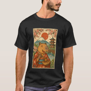 Capybara isst Tokoyaki in Kimono Mount Fuji Kirsch T-Shirt