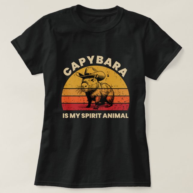 Capybara ist mein Geist Tier Capybara Cowboy T-Shirt (Design vorne)