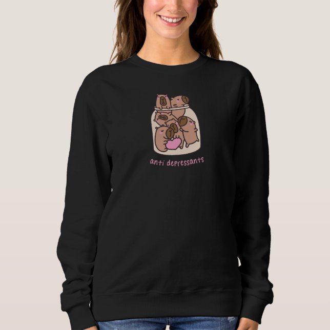 Capybara Jar Art - "Anti-Depressants" Whimsical Sweatshirt (Vorderseite)