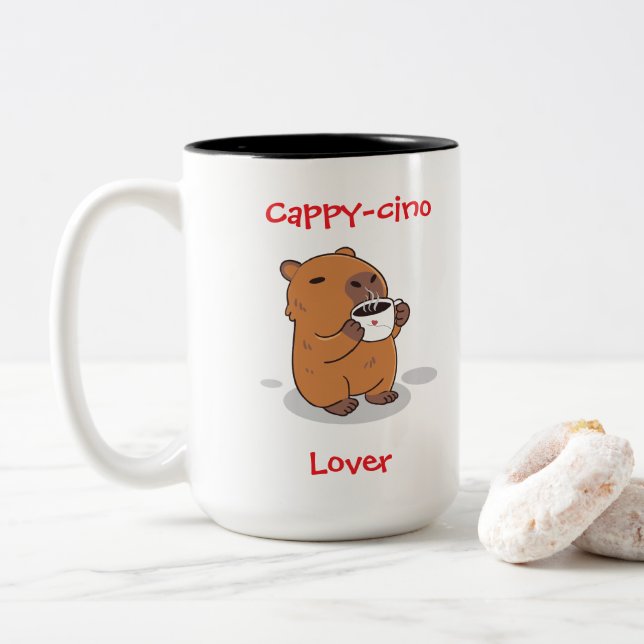 Capybara-Kaffeetasse Zweifarbige Tasse (Mit Donut)