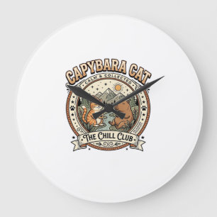 Capybara Katze Capybara Chill Katze Vintage Vektor Große Wanduhr