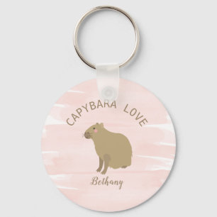 Capybara Kawaii Girly Pink Watercolor  Schlüsselanhänger
