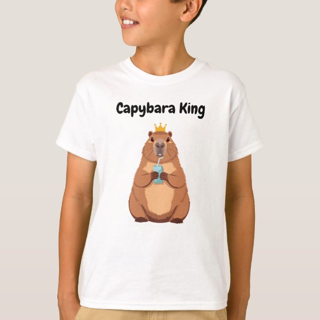 Capybara King Kids T-Shirt – Süßes Kronen-Tier-T-S (Vorderseite)