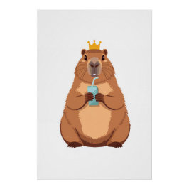 Capybara King Poster, Süße Tier-Wandkunst für Kind Poster