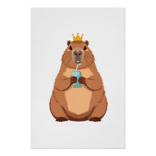 Capybara King Poster, Süße Tier-Wandkunst für Kind Poster