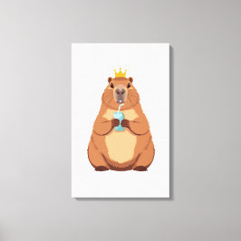 Capybara‑König‑Leinwand, süße Tier‑Wandkunst für K Leinwanddruck
