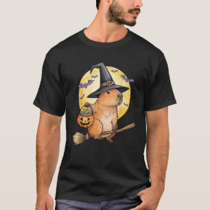 Capybara-Kürbismützen-Hexe Lustiges Halloween Männ T-Shirt
