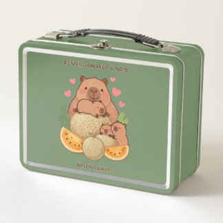 Capybara läuft auf Obst und Nickerchen Melonen Fam Metall Brotdose