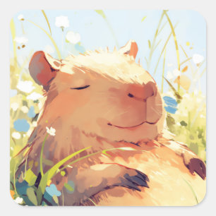 Capybara Lazy Days Quadratischer Aufkleber