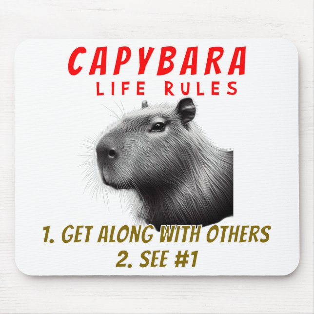 Capybara-Lebensregeln - gemeinsam mit anderen Mousepad (Vorne)
