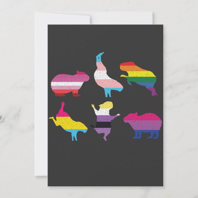 Capybara LGBTQ Rainbow Water Pig Transgender Pride Dankeskarte (Vorderseite)