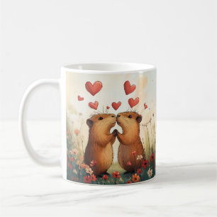 Capybara Liebe - Ein romantischer Moment auf der W Kaffeetasse