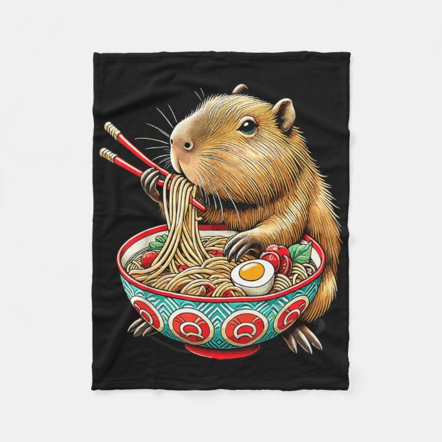 Capybara Lieben Noodle Capybara essen japanischen  Fleecedecke (Vorderseite)