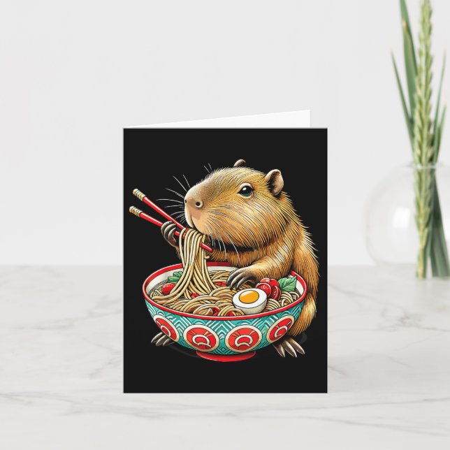 Capybara Lieben Noodle Capybara essen japanischen  Karte (Vorderseite)
