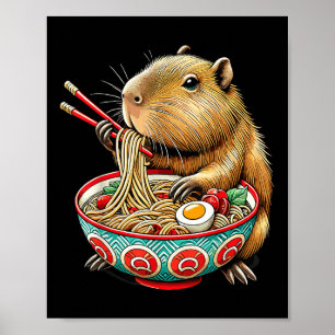 Capybara Lieben Noodle Capybara essen japanischen  Poster