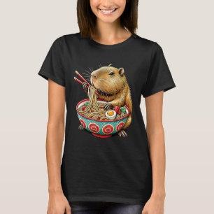 Capybara Lieben Noodle Capybara essen japanischen T-Shirt