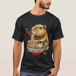 Capybara Lieben Noodle Capybara essen japanischen T-Shirt