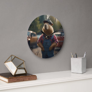 "Capybara Mechanic: Fett, Gänge und gute Roben" Große Wanduhr