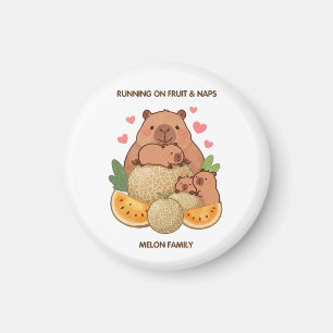 Capybara-Melonen-Familie – Fruit & Naps Aufkleber Magnet