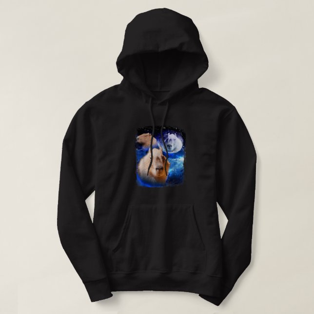 Capybara Meme Moon Funny Capybaras Vintag Kawaii Hoodie (Design vorne)