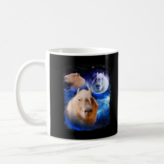 Capybara Meme Moon Funny Capybaras Vintag Kawaii Kaffeetasse (Links)