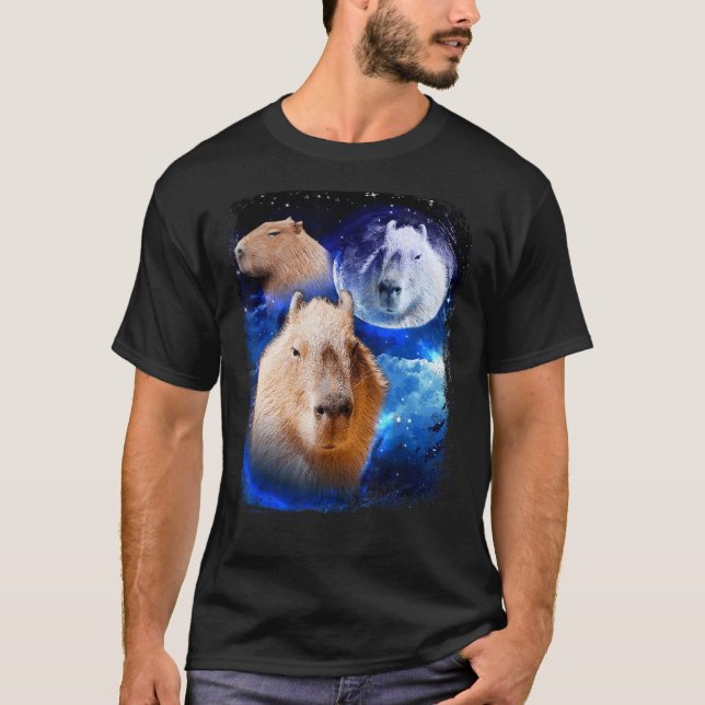 Capybara Meme Moon Funny Capybaras Vintag T-Shirt (Vorderseite)